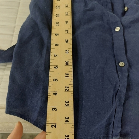 UNTUCKit her short sleeve navy 100% linen midi dress nancy button dress belt 2 - Picture 14 of 16